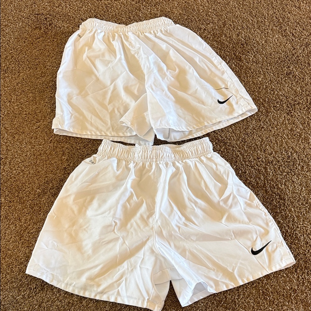 Girls Nike Dri fit white soccer shorts lot of 2 sz youth medium